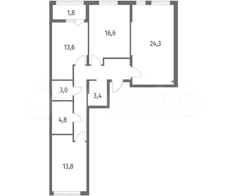 3-к. квартира, 94,4 м, 2/8 эт. - Фото 0