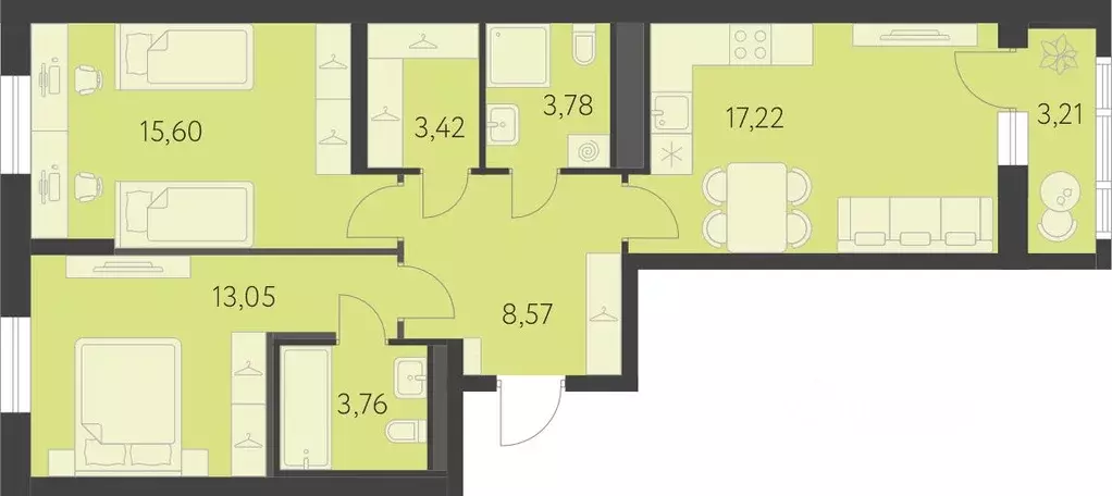 2-к кв. Свердловская область, Екатеринбург ул. Академика Парина, 25 ... - Фото 1