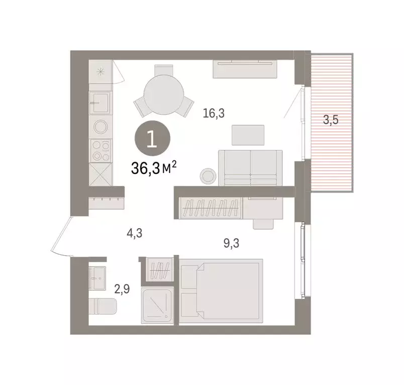 1-комнатная квартира: Екатеринбург, жилой район Юго-Западный, жилой ... - Фото 2