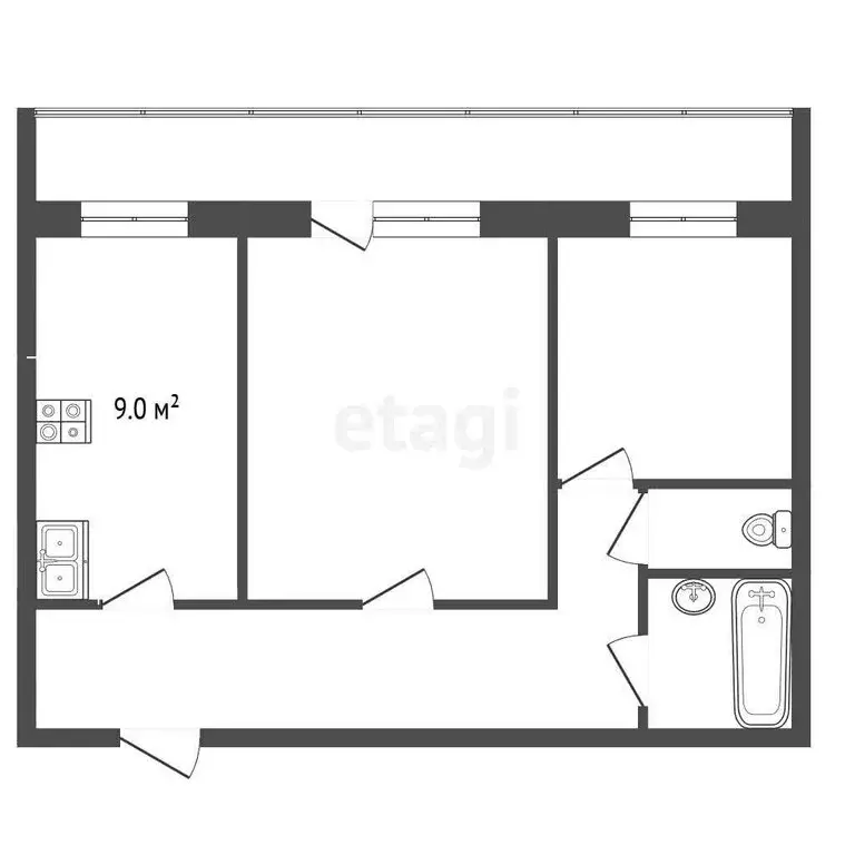 2-комнатная квартира: Томск, улица Суворова, 17 (53 м) - Фото 1