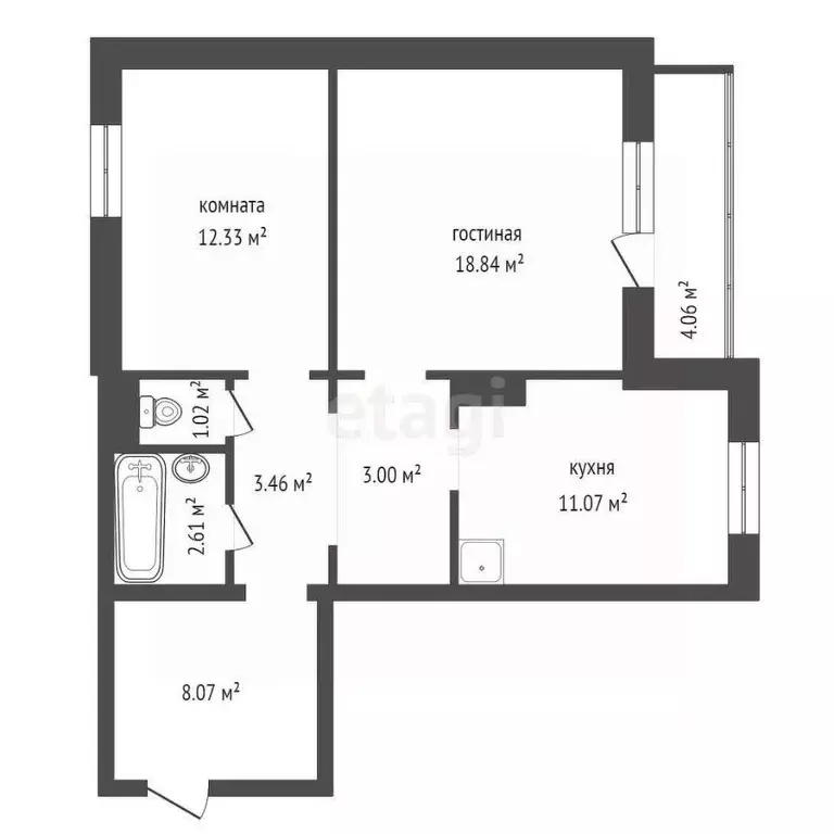 2-к кв. Красноярский край, Красноярск ул. Светлова, 44 (62.4 м) - Фото 1