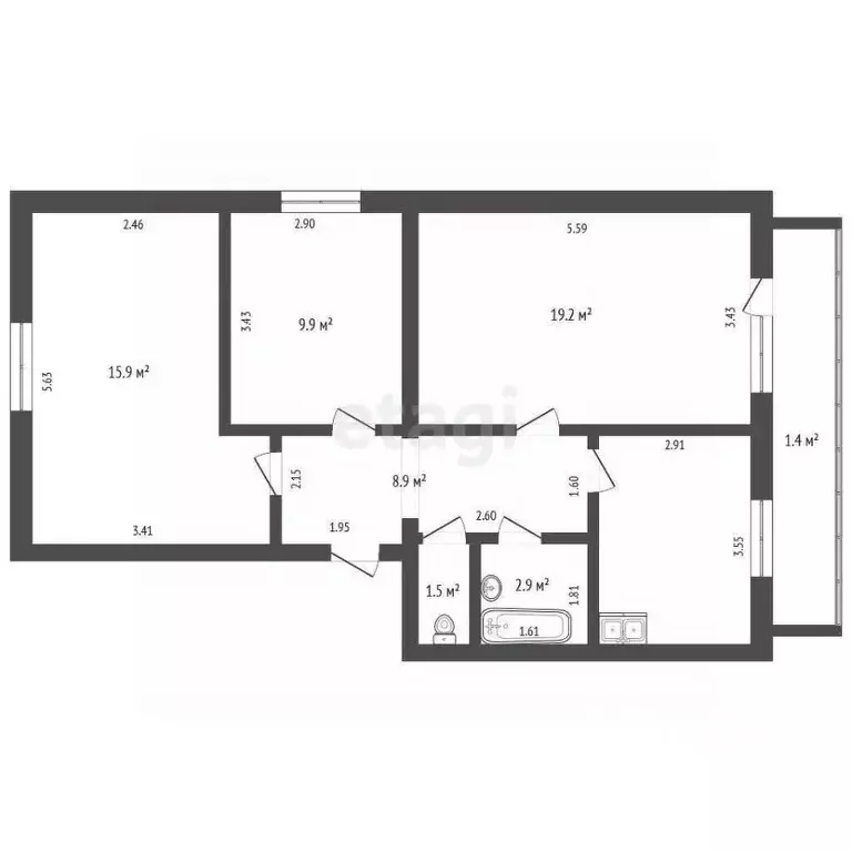 3-к кв. Саха (Якутия), Жатай городской округ, Жатай рп ул. ... - Фото 1