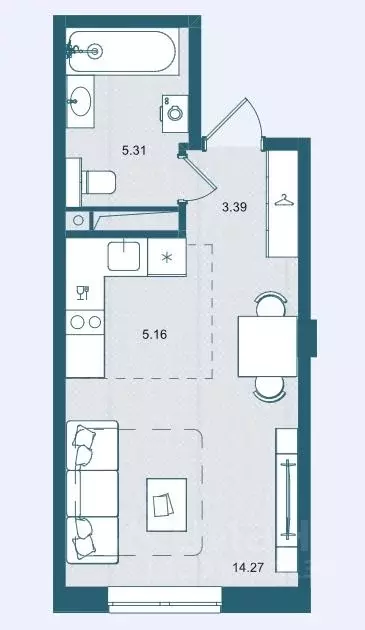Студия Брянская область, Брянск О Берег жилой комплекс (28.13 м) - Фото 1