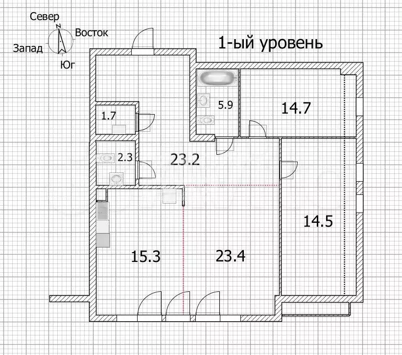 3-к. квартира, 99,3 м, 6/6 эт. - Фото 0