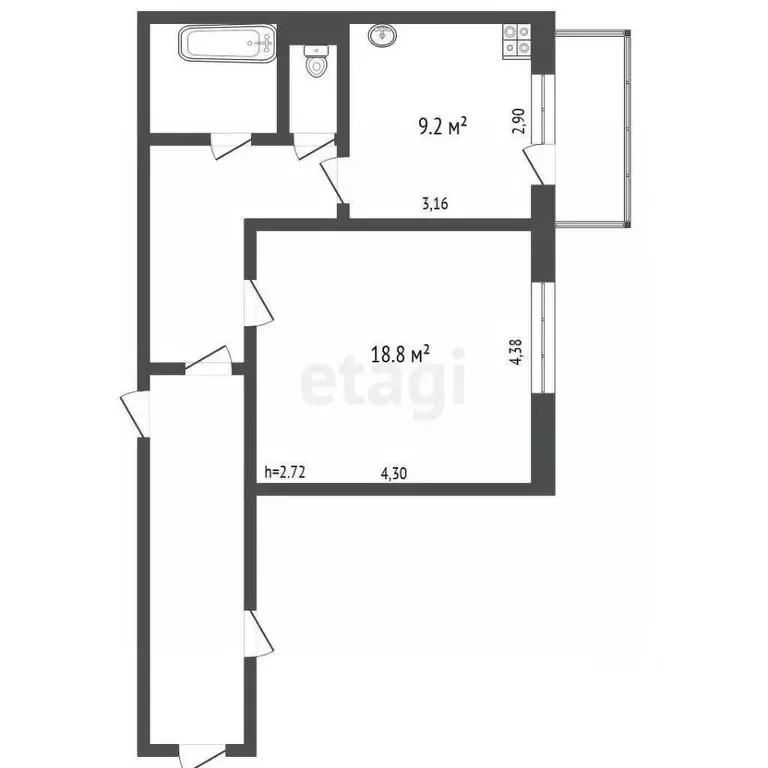 1-к кв. Владимирская область, Ковров ул. Малеева, 1/1 (39.0 м) - Фото 1