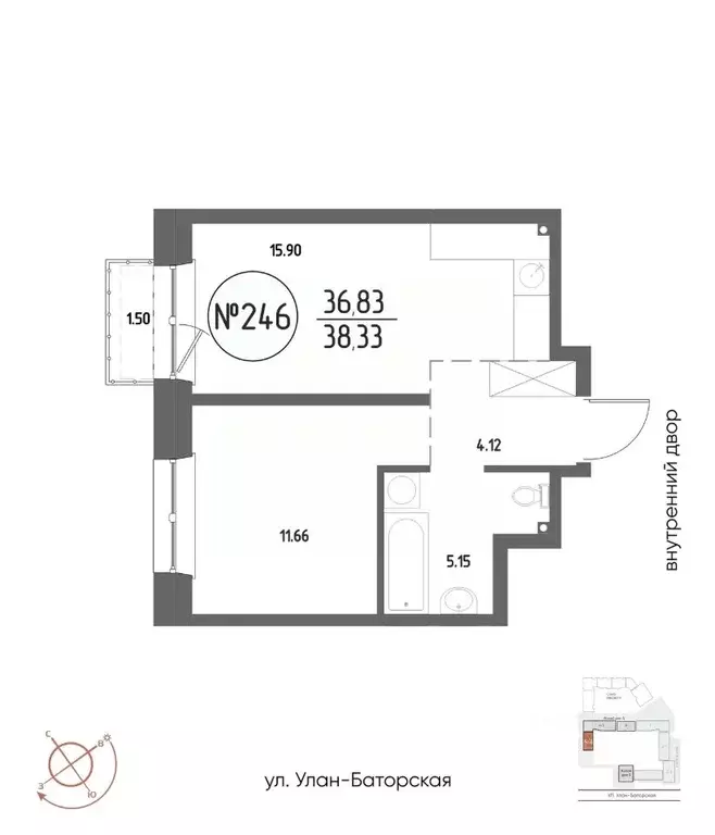 1-к кв. Иркутская область, Иркутск Макс жилой комплекс (38.33 м) - Фото 0