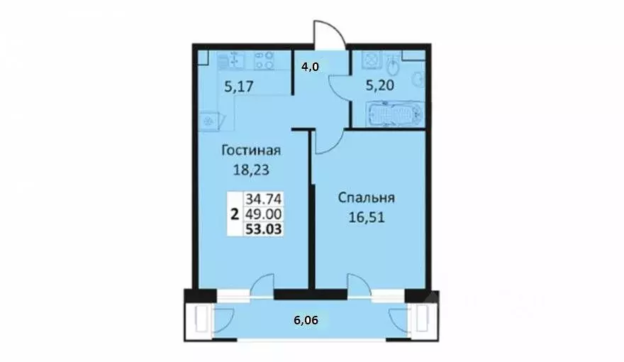 1-к кв. Краснодарский край, Краснодар ул. Автолюбителей, 1Г (53.0 м) - Фото 1