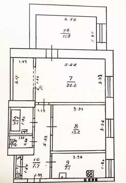 3-к. квартира, 66,2 м, 4/4 эт. - Фото 0