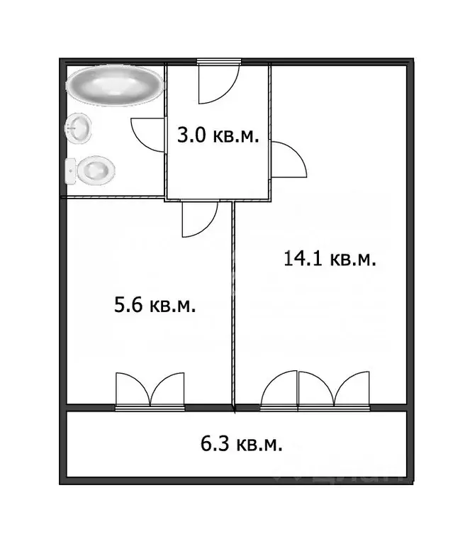 1-к кв. Томская область, Томск ул. Ивановского, 26 (25.9 м) - Фото 2