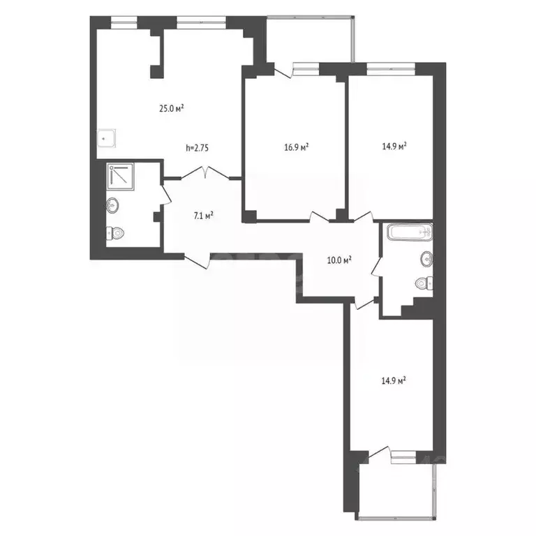 3-к кв. Красноярский край, Красноярск Северный мкр, ул. Мате Залки, 9 ... - Фото 2