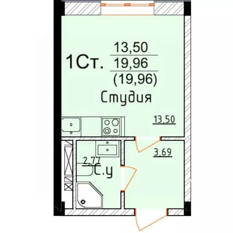Студия Дагестан, Дербент ул. Графа Воронцова, 78скА-2 (19.96 м) - Фото 1