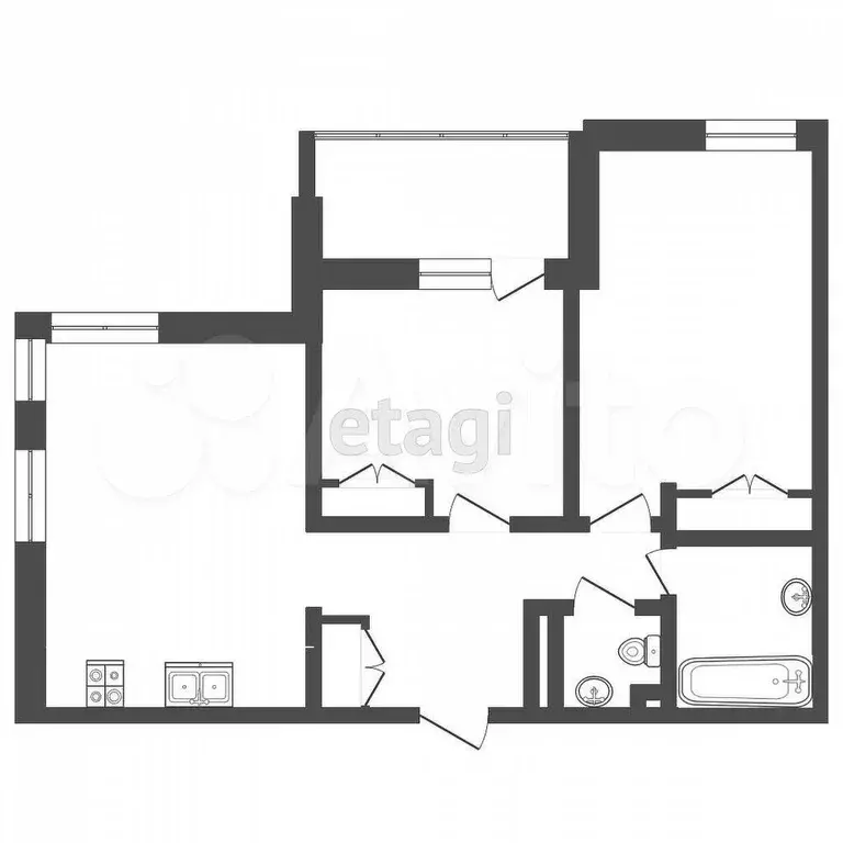 2-к. квартира, 55 м, 5/17 эт. - Фото 0