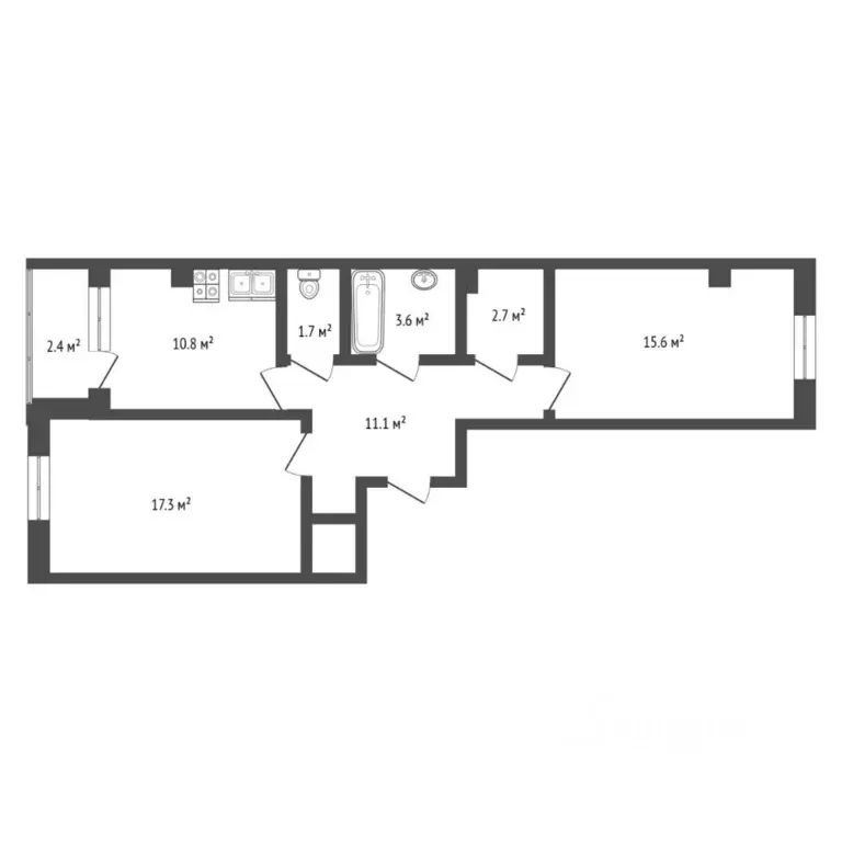 2-к кв. Тюменская область, Тюмень ул. Ветеранов Труда, 9Ак1 (63.2 м) - Фото 2