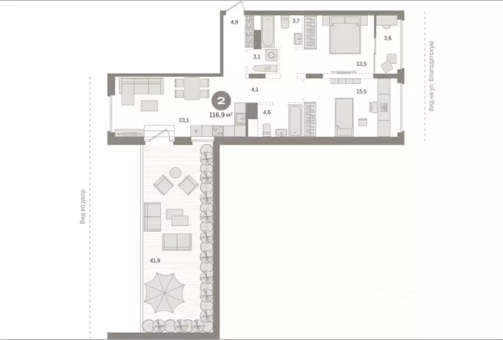 2-к кв. Свердловская область, Екатеринбург ул. Мраморская, 13 (116.9 ... - Фото 2