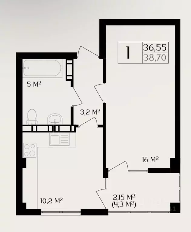 1-к кв. Севастополь просп. Октябрьской Революции, 52Б (36.35 м) - Фото 2