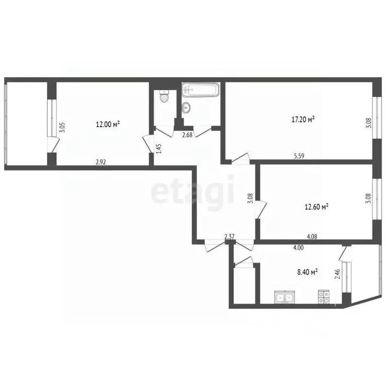 3-к кв. Чувашия, Чебоксары Гражданская ул., 101 (66.0 м) - Фото 2