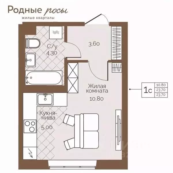 1-к кв. Пермский край, Пермский муниципальный округ, с. Фролы ул. ... - Фото 1