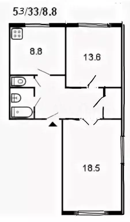2-к. квартира, 53 м, 2/5 эт. - Фото 0