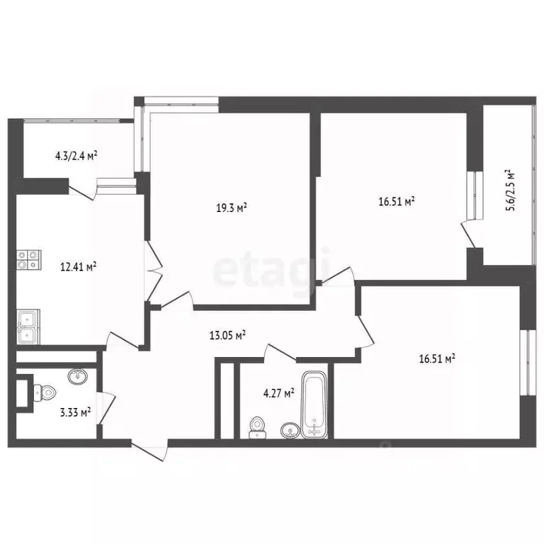 3-к кв. Москва ул. Мельникова, 3к2 (89.4 м) - Фото 2