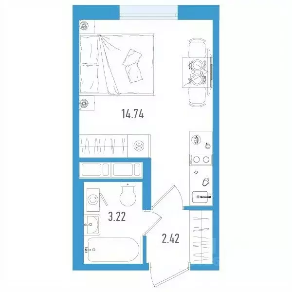 Студия Санкт-Петербург дор. Муринская, 67 (20.38 м) - Фото 0