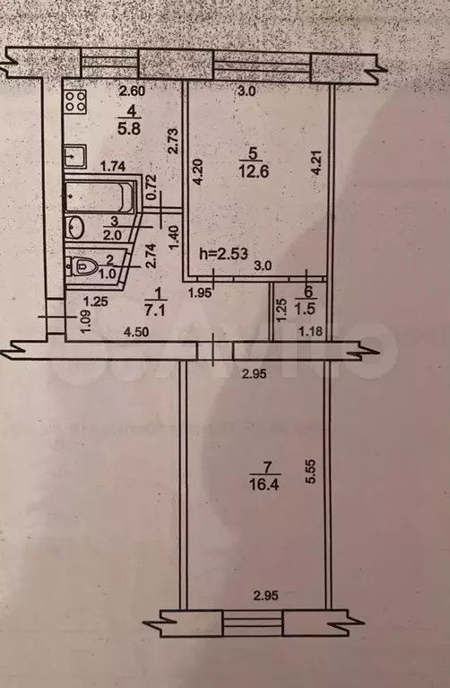 2-к. квартира, 46,4 м, 1/5 эт. - Фото 0