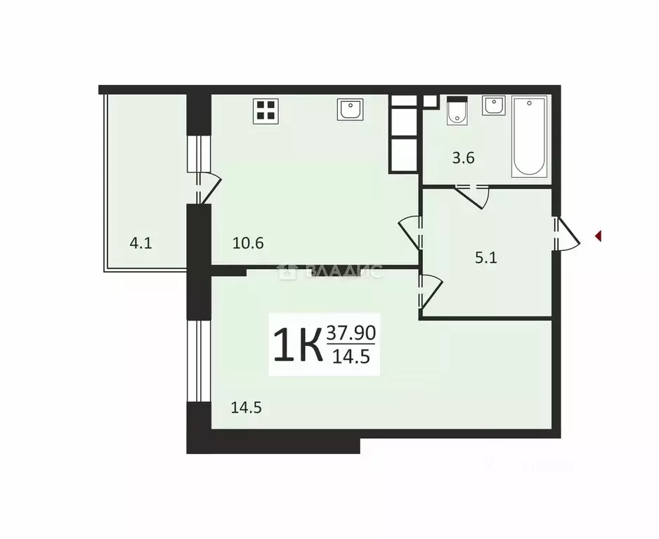1-к кв. Владимирская область, Владимир ул. Верхняя Дуброва, 42 (37.9 ... - Фото 1