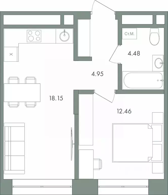 1-к кв. Ханты-Мансийский АО, Сургут ул. Крылова (40.04 м) - Фото 0