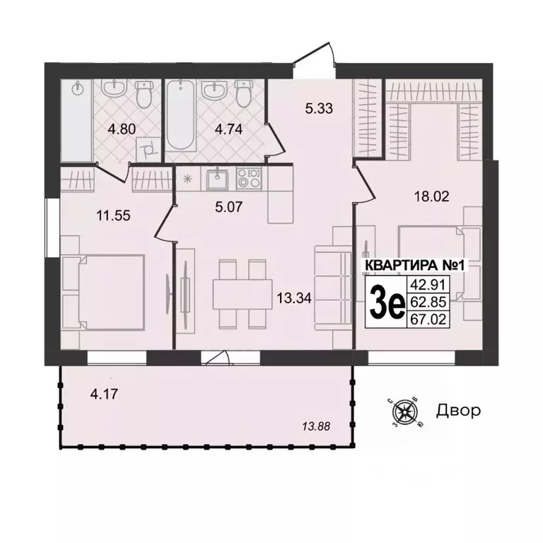 3-к кв. Владимирская область, Муром ул. 1-я Новослободская (67.02 м) - Фото 0