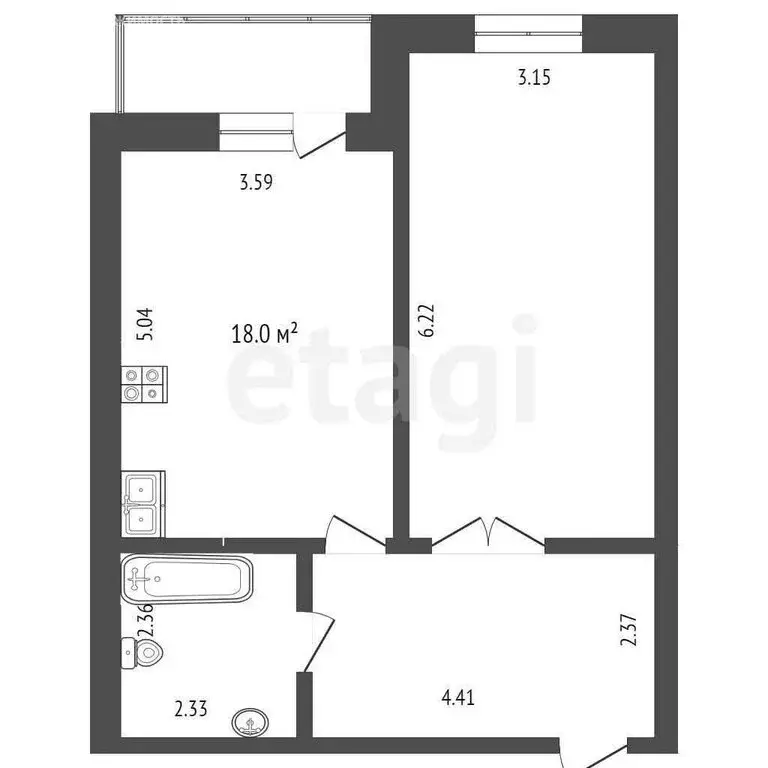 1-комнатная квартира: микрорайон Метелёва, Метелёвская улица, 2 (53.7 ... - Фото 0