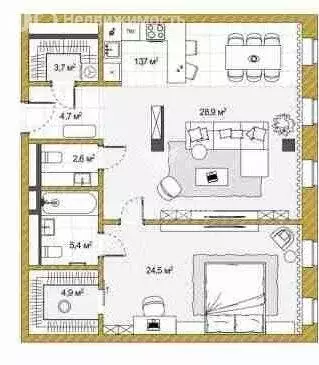 3-комнатная квартира: Москва, Поварская улица, 8/1к1 (93 м) - Фото 0