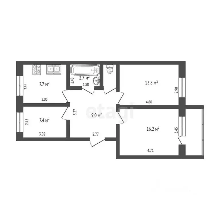 3-к кв. Тюменская область, Заводоуковск Революционная ул., 119 (55.9 ... - Фото 1