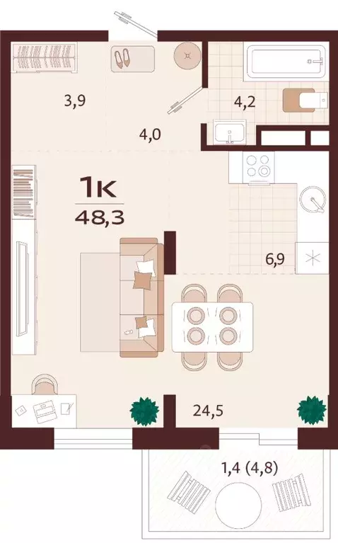 1-к кв. Крым, Ялта Роялта жилой комплекс (48.3 м) - Фото 0