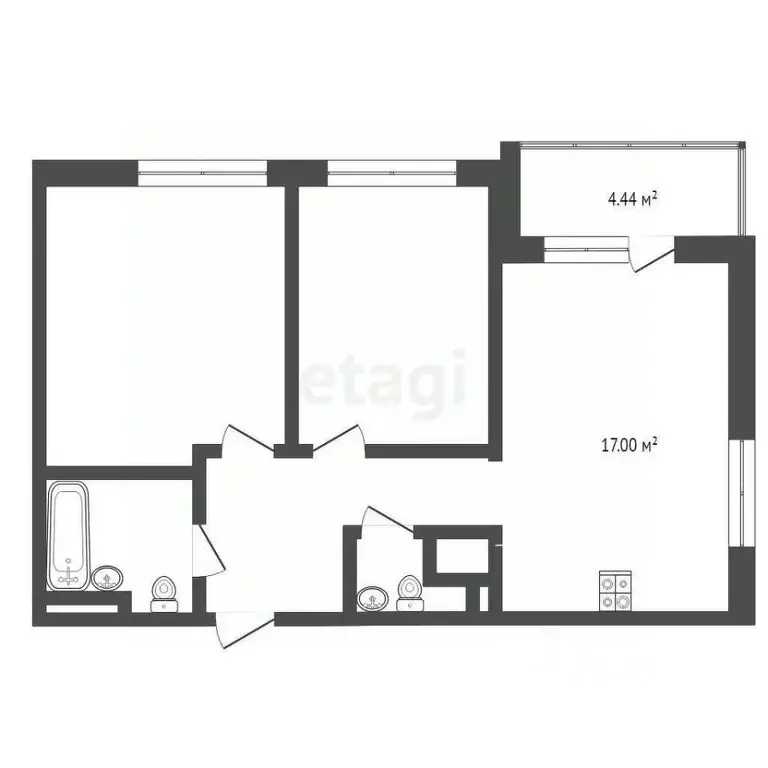 2-к кв. Тюменская область, Тюменский муниципальный округ, д. Патрушева ... - Фото 2