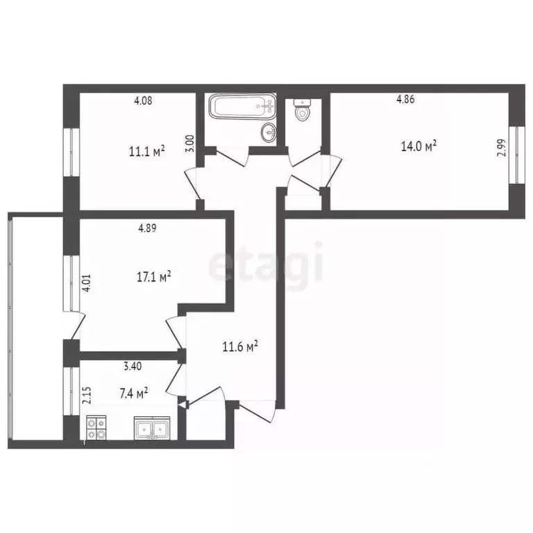 3-к кв. Карелия, Кондопога Строительная ул., 15 (66.9 м) - Фото 1