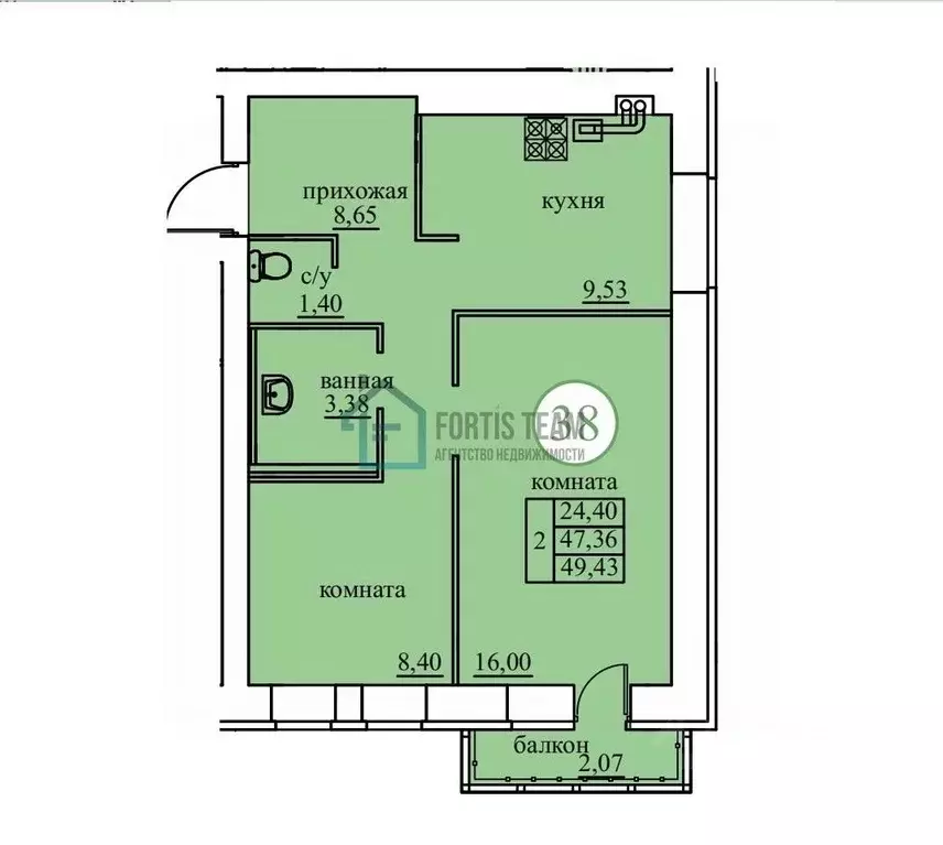 2-к кв. Ярославская область, Ярославский муниципальный округ, пос. ... - Фото 1