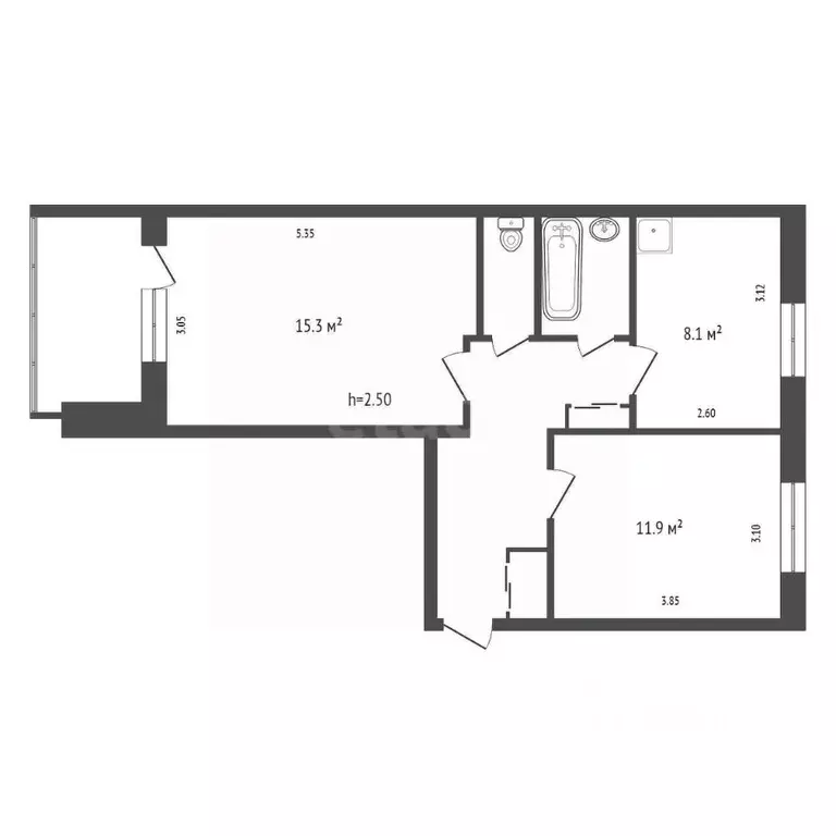2-к кв. Красноярский край, Красноярск Солнечная ул., 2 (48.7 м) - Фото 2