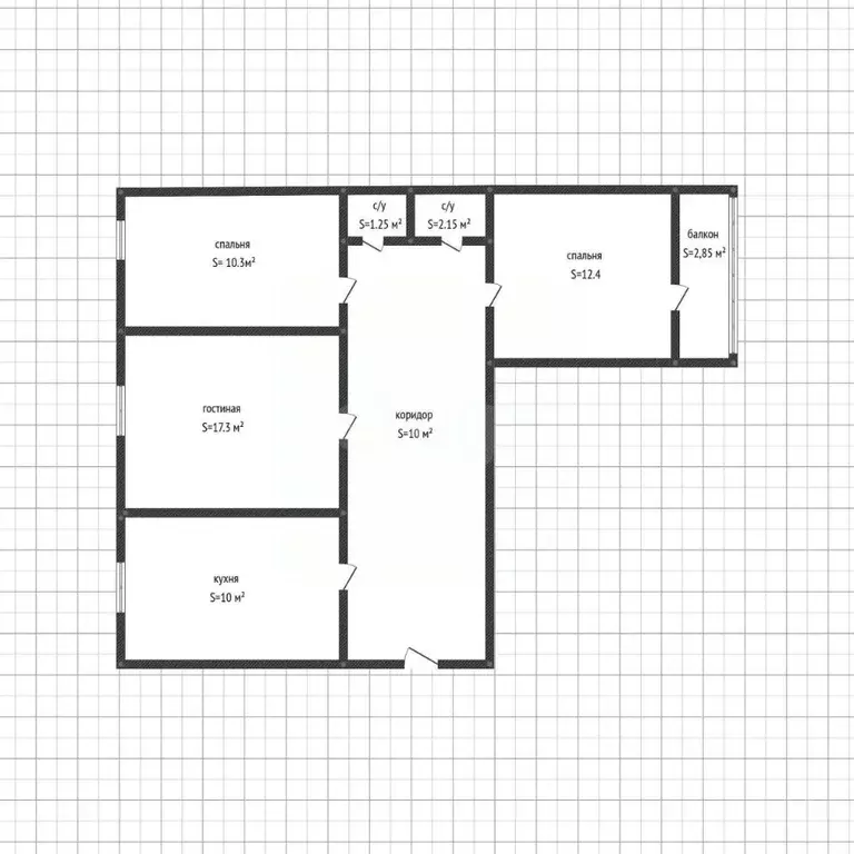 3-к кв. Адыгея, Майкоп Крестьянская ул., 451 (64.4 м) - Фото 2