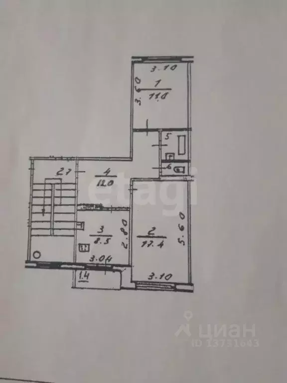 2-к кв. Псковская область, Псков Коммунальная ул., 58А (52.7 м) - Фото 2