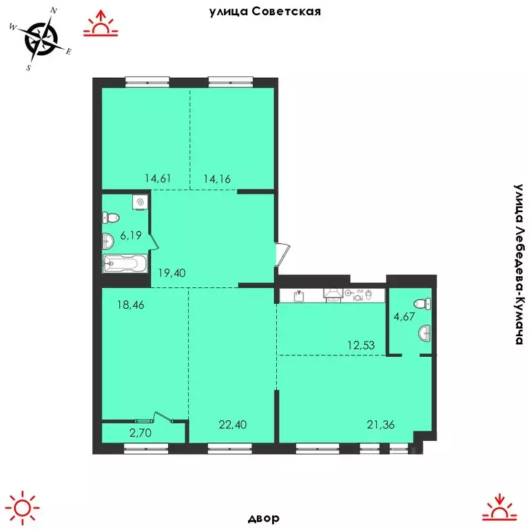 3-к кв. Иркутская область, Иркутск Советская ул., 31/2 (136.75 м) - Фото 1