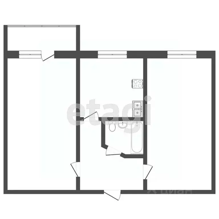 2-к кв. Тюменская область, Тюмень Мыс мкр, ул. Мусоргского, 38 (42.2 ... - Фото 0