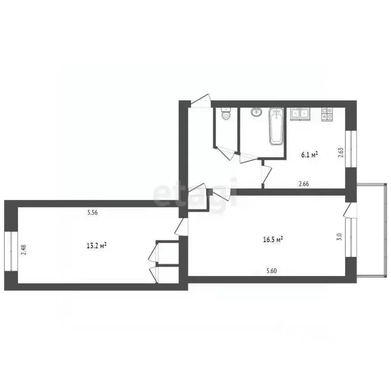 2-к кв. Калужская область, Калуга ул. Тельмана, 11 (45.1 м) - Фото 2