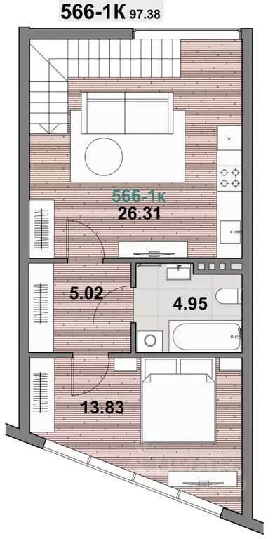 1-к кв. Калининградская область, Зеленоградск ул. Гагарина (97.38 м) - Фото 1