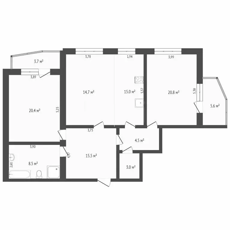 3-комнатная квартира: Тюмень, Широтная улица, 173к5 (105 м) - Фото 1