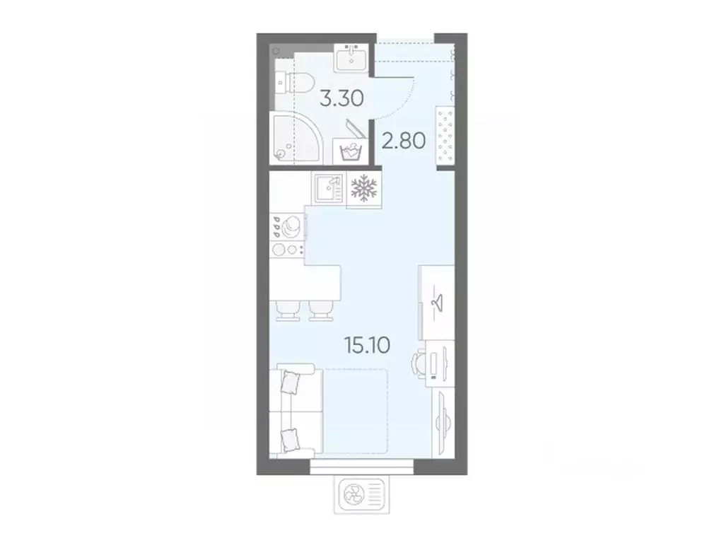 Студия Санкт-Петербург Ручьи тер.,  (21.2 м) - Фото 1