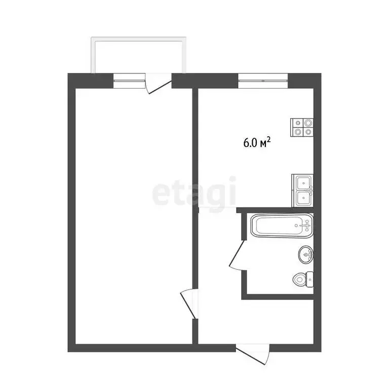 1-комнатная квартира: Нальчик, улица Байсултанова, 25 (29.6 м) - Фото 1