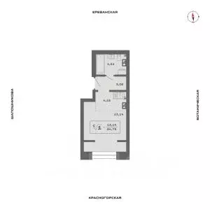 1-к кв. Новосибирская область, Новосибирск Аэропорт мкр,  (24.79 м) - Фото 0