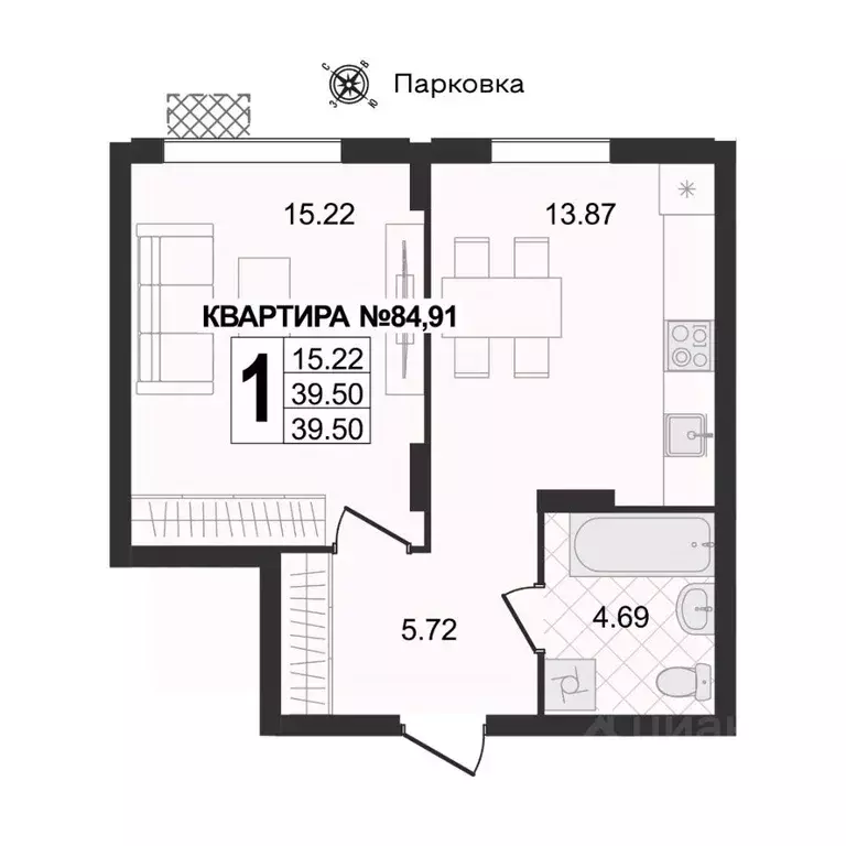 1-к кв. Владимирская область, Муром ул. 1-я Новослободская (39.4 м) - Фото 0