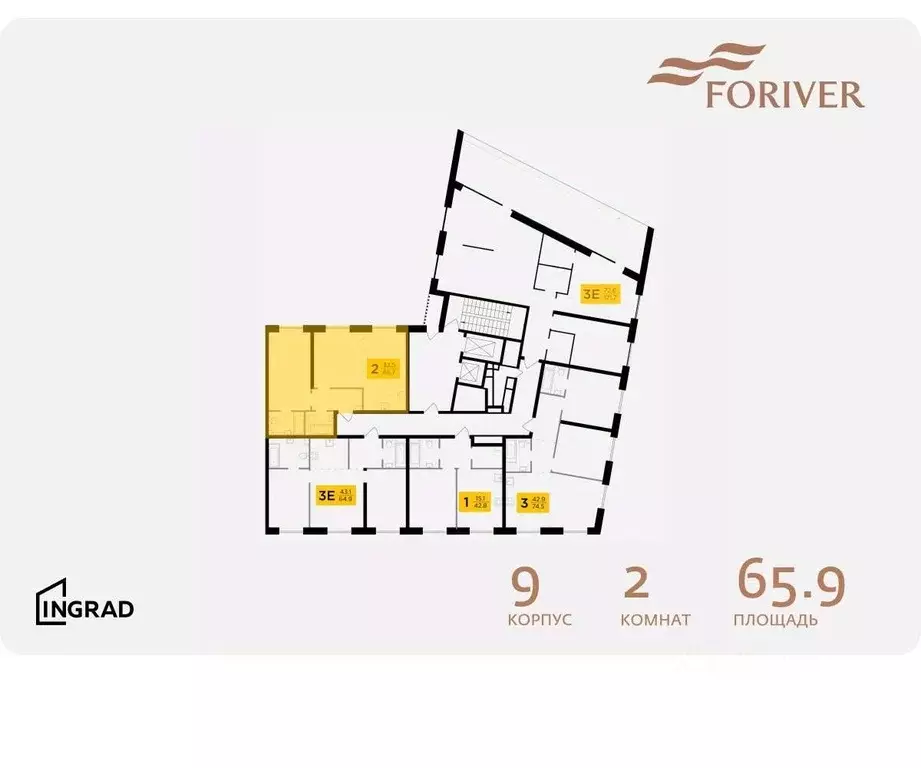 2-к кв. Москва ул. Эдуарда Стрельцова, 2к2 (65.9 м) - Фото 1