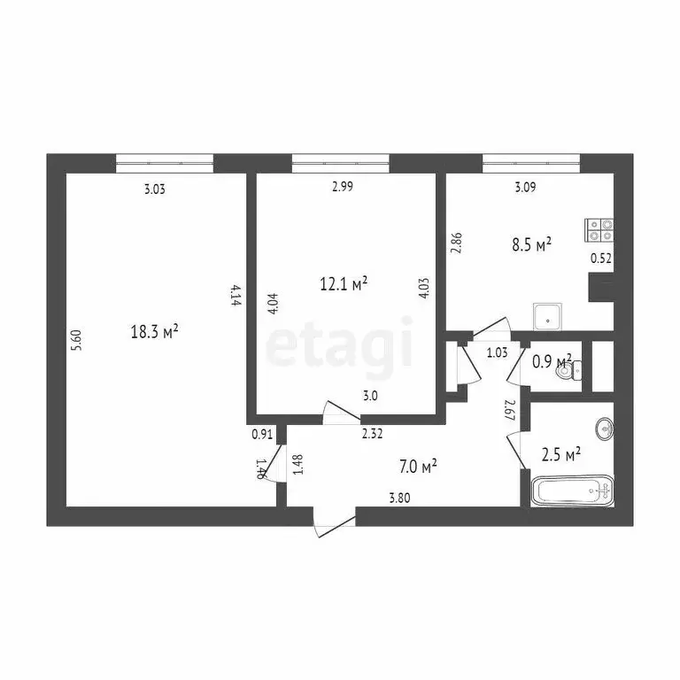2-комнатная квартира: Тверь, Оснабрюкская улица, 26 (66.5 м) - Фото 0