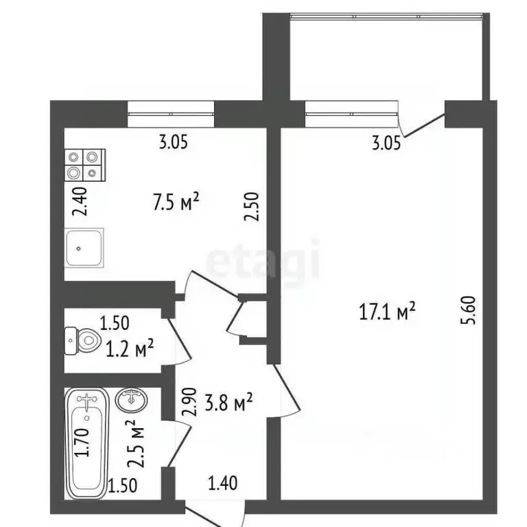 1-к кв. Нижегородская область, Выкса 1 Мая ул., 34 (32.4 м) - Фото 1